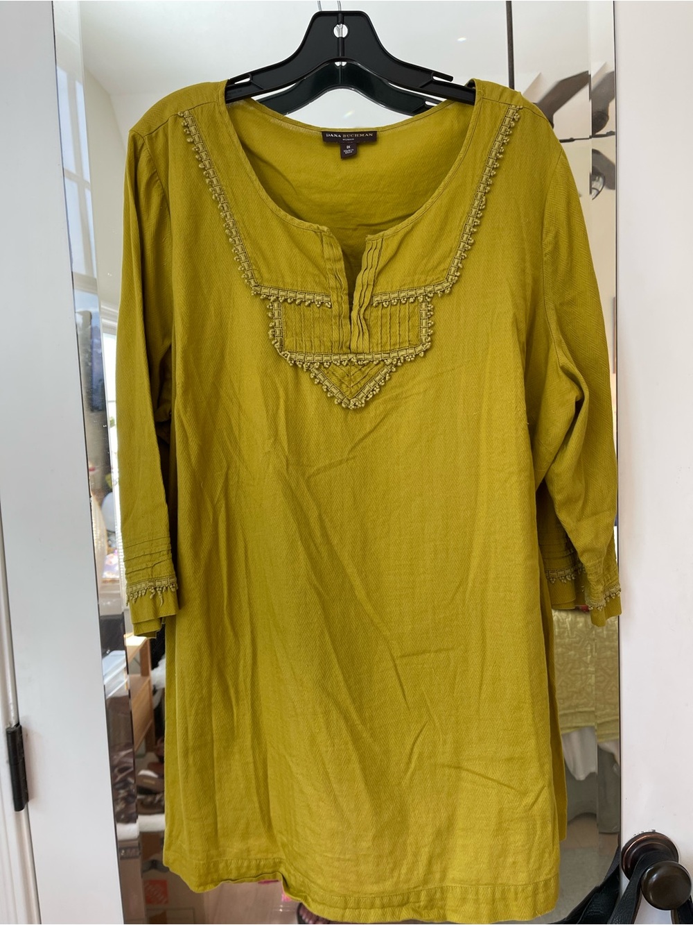 Dana Buchman Chartreuse Green Embroidered Tunic Top size 1X